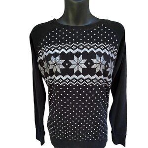Eddie Bauer Snowflakes Nordic Black Long Sleeve Crew Neck Sweatshirt Women’s M